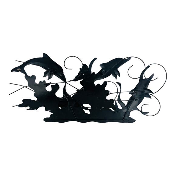 Metal Dolphin Fish Wall Art Large 13x29” Nautical Sea Fish Family Decor Vtg - Picture 4 of 7